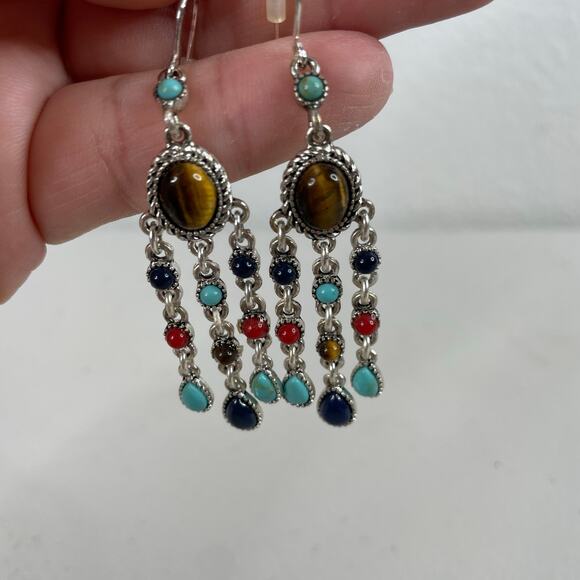 Chaps Studded Chandelier Dream Catcher Western Earrings - Picture 1 of 5